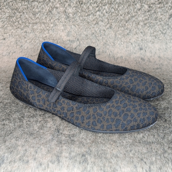 Rothy's The Square Mary Jane Chocolate Spot Leopard Animal Print Women's 7.5 - Picture 5 of 14